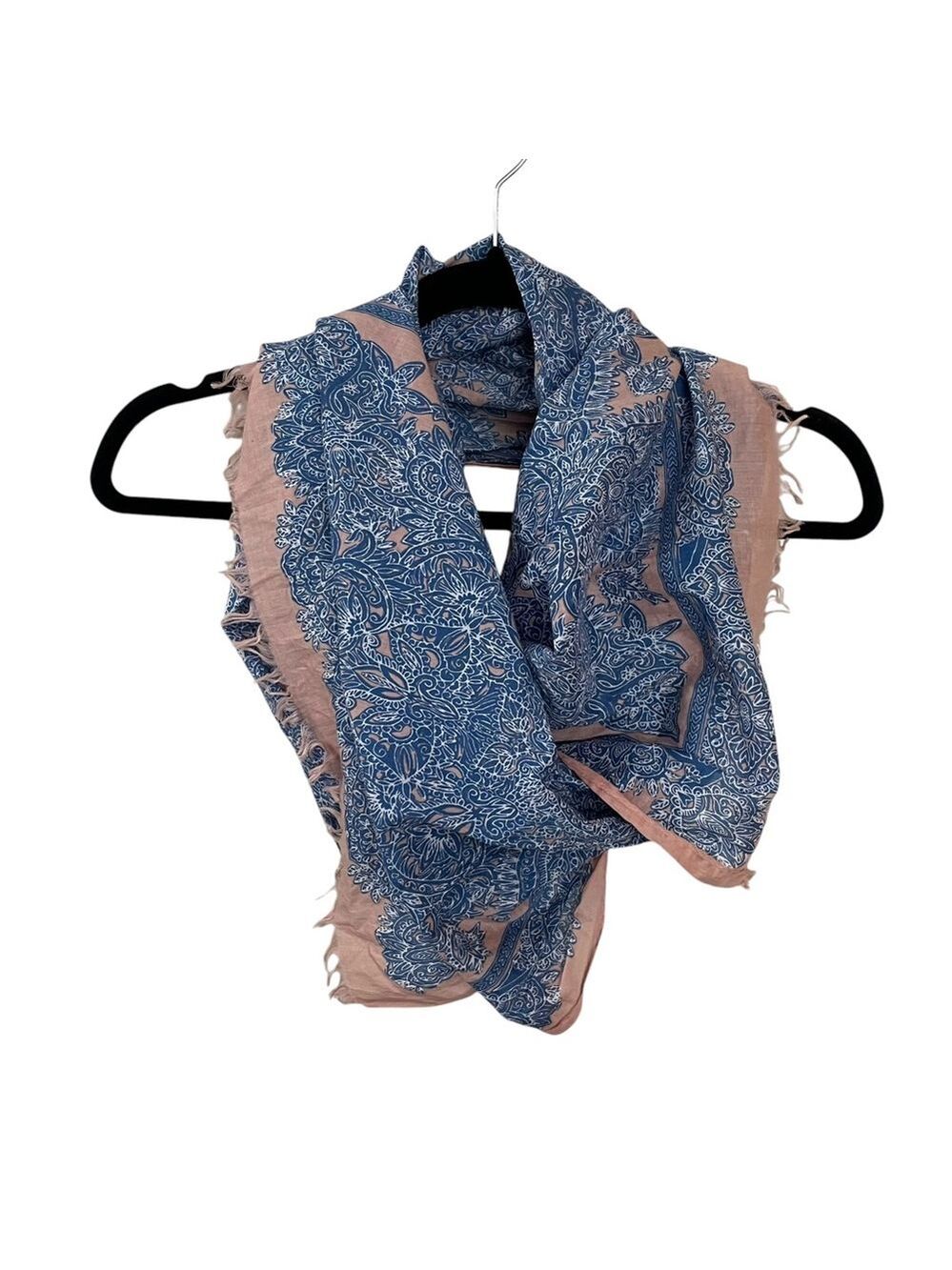 BANANA REPUBLIC Cotton Printed Lightweight Scarf Blue Pink One Size